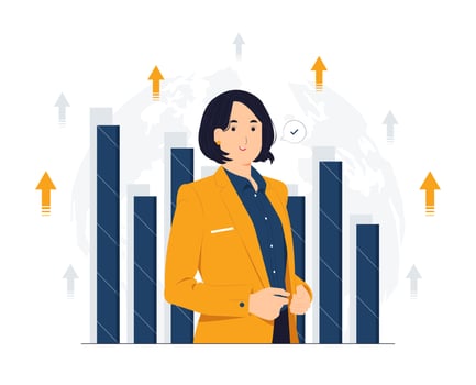 High self esteem and confidence woman dressed in stylish suit, pointing herself with fingers proud and happy concept illustration vector