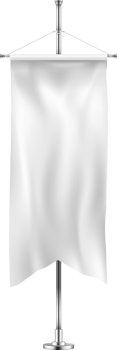 Vertical banner hanging on a metal flagpole png