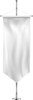 Vertical banner hanging on a metal flagpole png