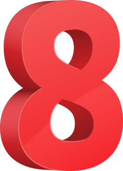 Red  3D glossy number eight png