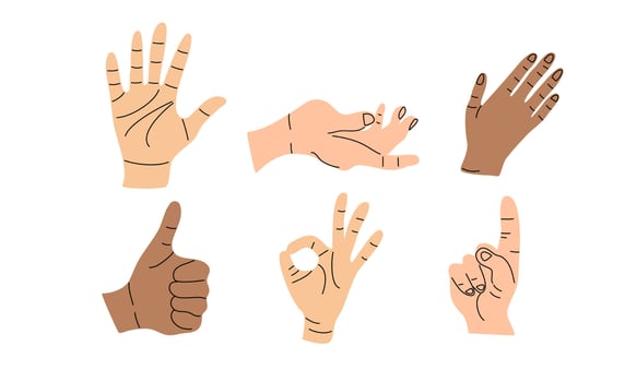 Hand collection hand icon set vector