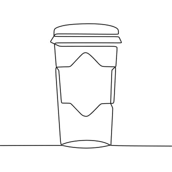 continuous line drawing of cup vector