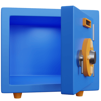 3d rendering empty money safe box isolated png