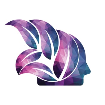Human head leaves logo illustration. Organic head brain logo concept design. vector