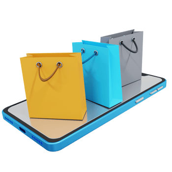 Shopping bags on a smartphone screen png