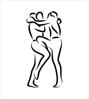 Line drawing of fighting vector