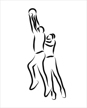 Line drawing of professional player basketball vector