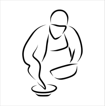 Line drawing of chef vector