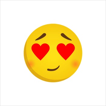 Emoji with eyes in the form of a heart. Round amorous character. Vector illustration isolated on a white background.