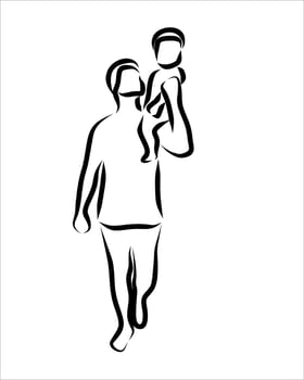 Line drawing of family vector