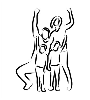Line drawing of family vector