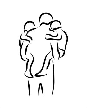 Line drawing of family vector