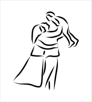Line drawing of family vector