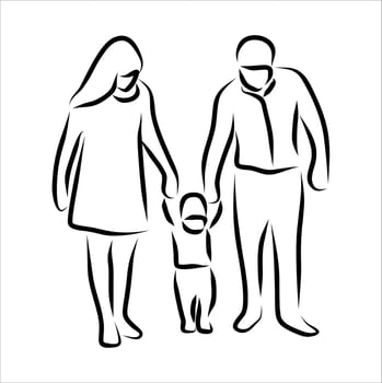 Line drawing of family vector