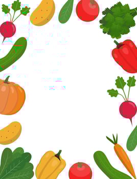 Frame with fresh vagatables on a white vector