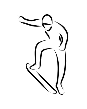 Line drawing of  skate player vector