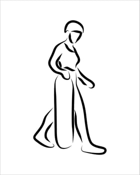 Line drawing of  skate player vector