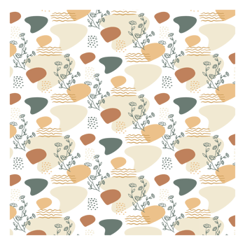 Boho Blob Shape and Floral Seamless Pattern png