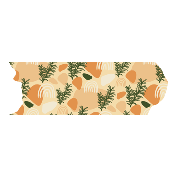 Boho Blob Shape and Floral Pattern Washi Tape png