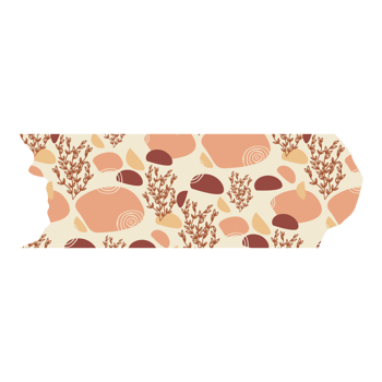 Boho Blob Shape and Floral Pattern Washi Tape png