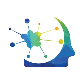 Human head and Neuron vector template design. Mind logo concept.