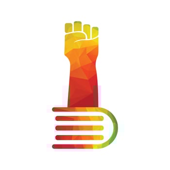 Fist combination with Book Logo Design Template. Revolution book logo concept. vector