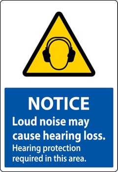 Notice Hearing Protection Required Sign On White Background vector