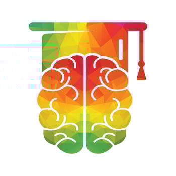 Brain and graduation cap icon design. Educational and institutional logo design. vector