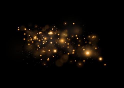Vector sparkles. Gold dust. Yellow sparks shine light effect.