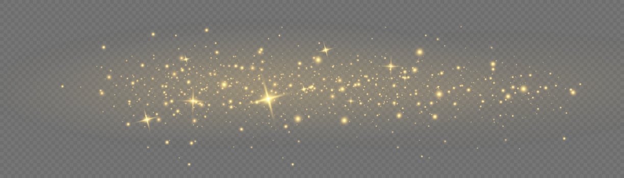 Vector sparkles. Gold dust. Yellow sparks shine light effect.