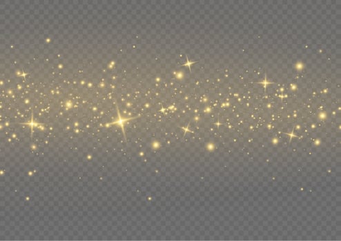 Vector sparkles. Gold dust. Yellow sparks shine light effect.