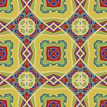 Multi-Color Moroccan Seamless Pattern. Traditional Arabic Islamic Background. Vintage, Turkish, Indian style Ideal for carpet, ceramics, tiles. Vector Illustration.