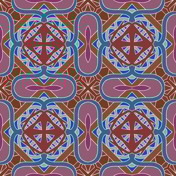 Multi-Color Moroccan Seamless Pattern. Traditional Arabic Islamic Background. Vintage, Turkish, Indian style Ideal for carpet, ceramics, tiles. Vector Illustration.