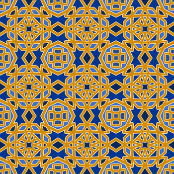 Multi-Color Moroccan Seamless Pattern. Traditional Arabic Islamic Background. Vintage, Turkish, Indian style Ideal for carpet, ceramics, tiles. Vector Illustration.