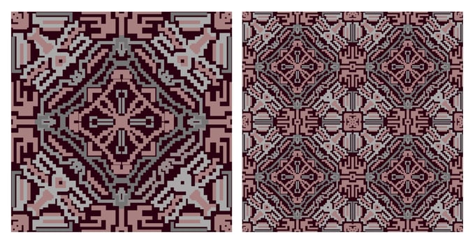 Abstract Seamless Pixel Pattern Design Ideal for silk scarf, kerchief, bandana, neck wear, shawl, hijab, fabric, textile, wallpaper, carpet, blanket, ceramics, or tiles. Artwork for fashion printing. vector
