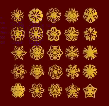 Flowers ornament set. Vector pictogram. Arabesque ornaments design. Line art vector.