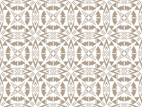 Symmetry Seamless Pattern. Beige and brown color. Luxury Style. Ideal for Fabric Garment, Ceramics, Wallpaper. Vector Illustration.