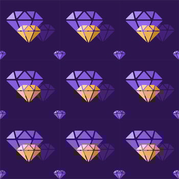 Colorful purple and yellow Diamond Seamless Pattern, Jewelry Geometric Background vector
