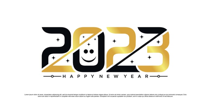 Golden gradient color 2023 logo design for new year with unique modern concept Premium Vector