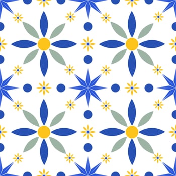 Flat, seamless pattern design motif and graphic in soft yellow and green blue color. Tile, paper or fabric style. vector