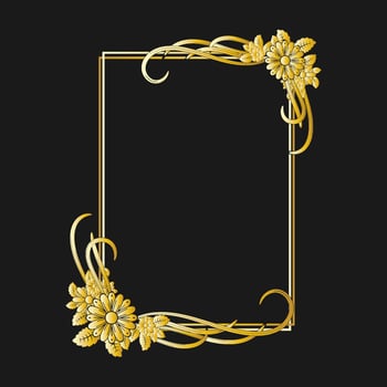 Royal doodle floral frame elements. Gradients color border for wedding design, celebration, anniversary. Vector eps 10.