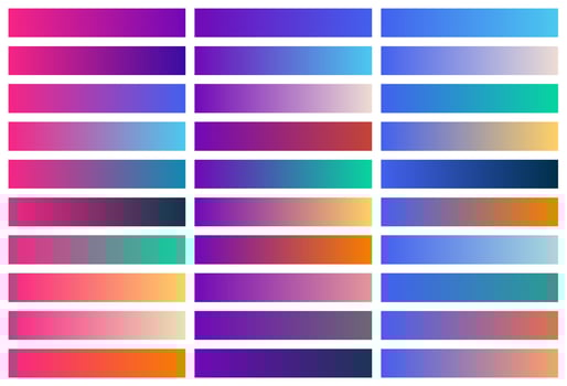 Modern color pallete. Popular Colors. Color Chart. Vector Eps 10. Gradient futuristic colors samples.