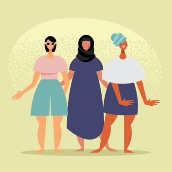 multiethnic women group vector