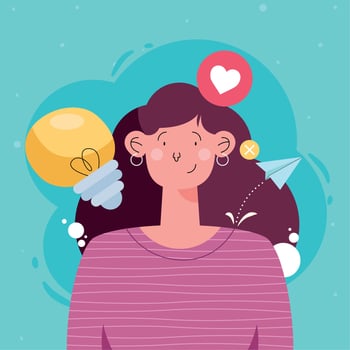 cartoon girl social media vector