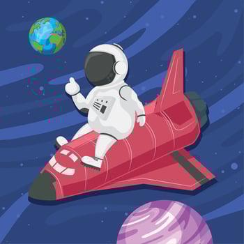astronaut flying in spaceship vector