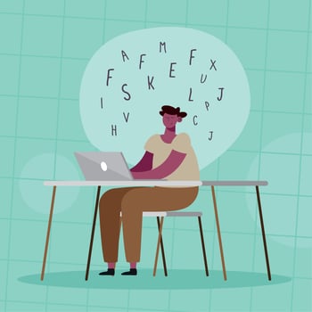 afro male worker using laptop vector