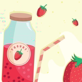 strawberry flavor yogurt bottle vector