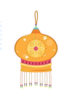 orange islamic lamp hanging vector