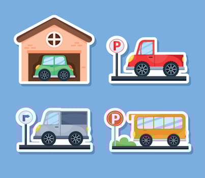 parking four cars icons vector