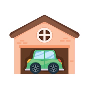 green car in garage vector